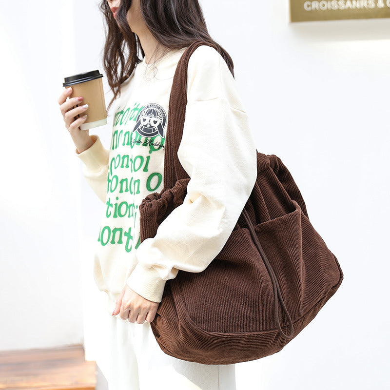 Corduroy Multi Pocket Shoulder Bag