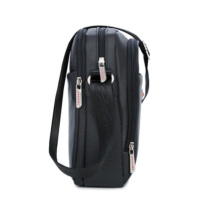 Black backpack with visible brand logo on a white background