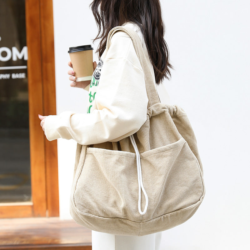 Corduroy Multi Pocket Shoulder Bag