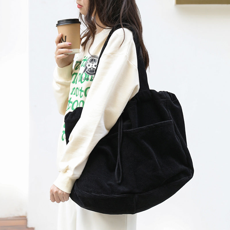 Corduroy Multi Pocket Shoulder Bag