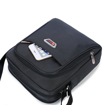 Black bag with a phone inside on a white background