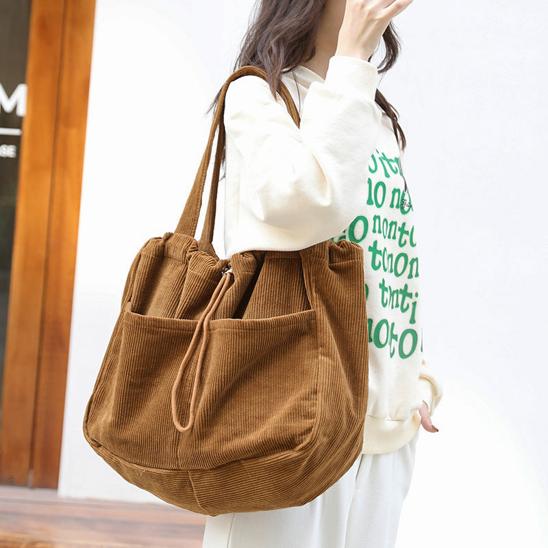 Corduroy Multi Pocket Shoulder Bag
