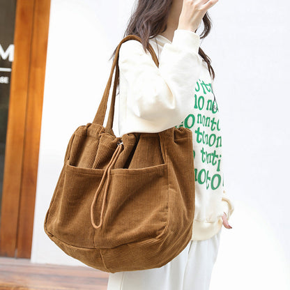 Corduroy Multi Pocket Shoulder Bag