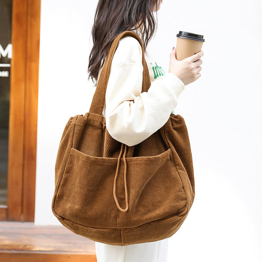 Corduroy Multi Pocket Shoulder Bag