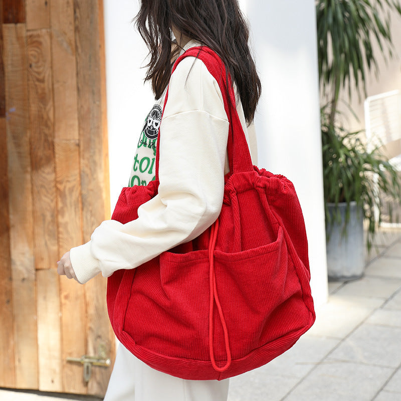 Corduroy Multi Pocket Shoulder Bag