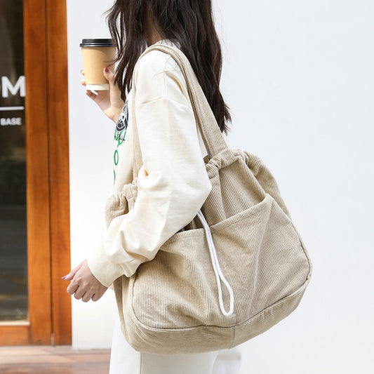 Corduroy Multi Pocket Shoulder Bag