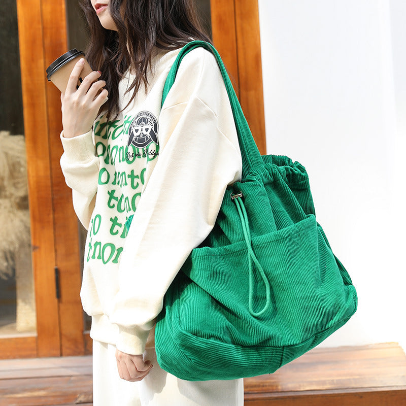 Corduroy Multi Pocket Shoulder Bag
