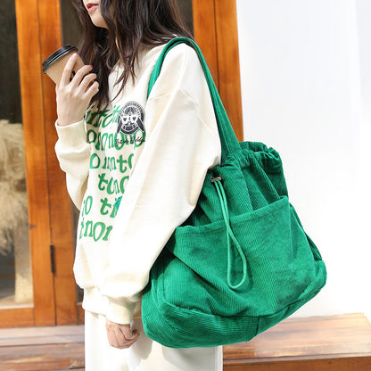 Corduroy Multi Pocket Shoulder Bag