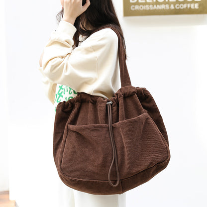 Corduroy Multi Pocket Shoulder Bag